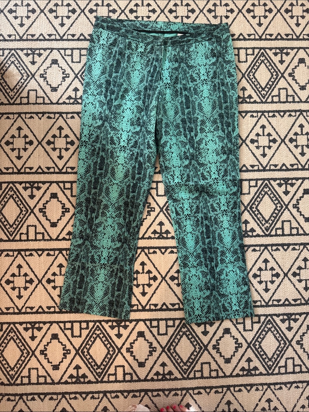 Women's Turquoise & Black Snake-Print Capris 8